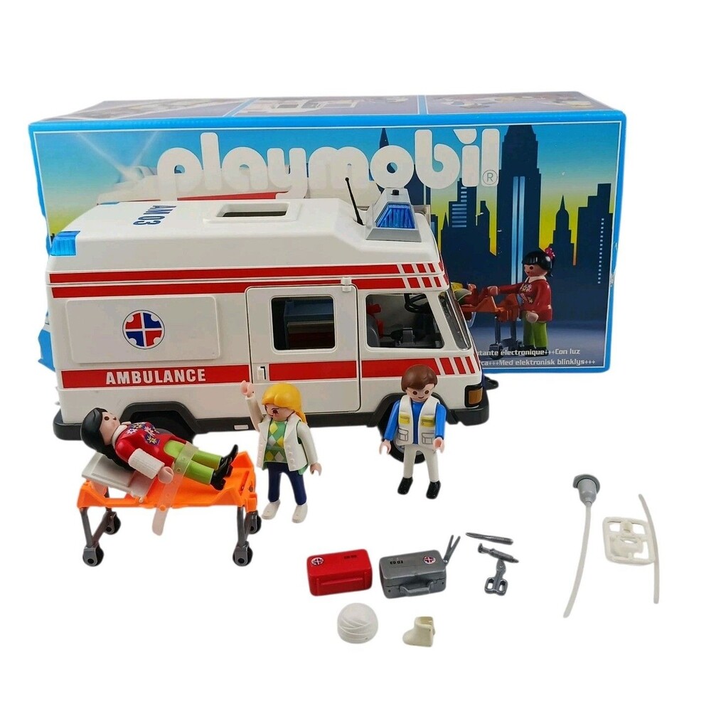 PLAYMOBIL 3925 Ambulance Flashing Lights With Box Figures And Accessories
